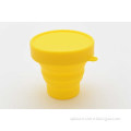 SILICONE COLLAPSIBLE CUP W/LID, SILICONE TELESCOPIC CUP W/LID